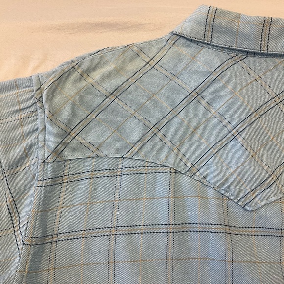 RESISTOL Double R Blue Plaid Button Front Long Sleeve Shirt, sz MD - Picture 9 of 11